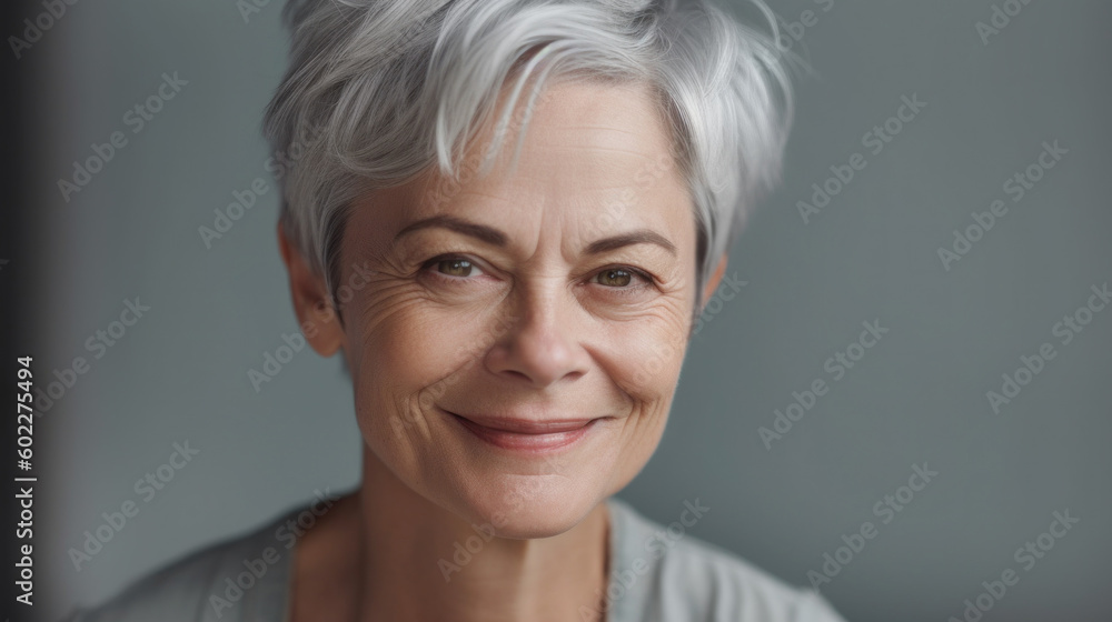 Senior woman's smile reflects a lifetime of happiness. Generative AI Senior woman's smile reflects a lifetime of happiness. Generative AI