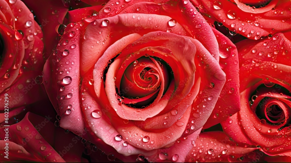 fresh roses with water droplets seamless background generative AI fresh roses with water droplets seamless background generative AI