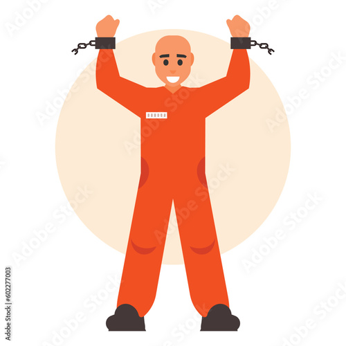 Prisoner in orange uniform Vector illustration in flat style