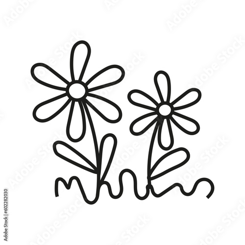 Vector illustration of two flowers in doodle style