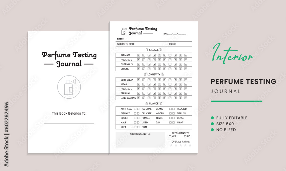 Perfume Testing Journal Kdp Interior Template