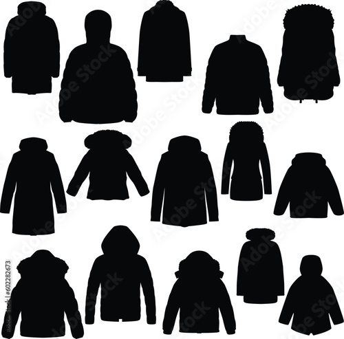 Set of winter coat silhouettes. Sweater vector