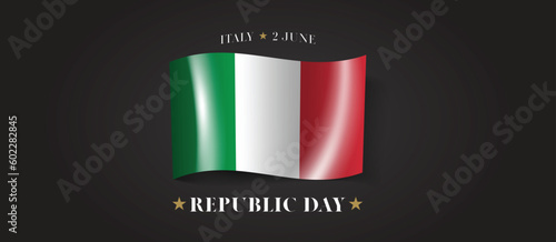 Italy republic day greeting card, banner with template text vector illustration