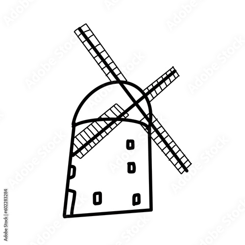 wind mill crop agriculture plant farmer hand drawn doodle