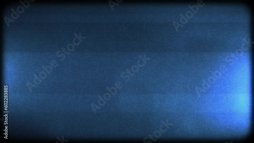 Blue light CRT TV screen. VHS effect of old TV with kinescope. The video signal problems of the TV 80s and interference on the screen. Retro.