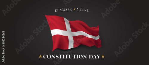 Denmark constitution day vector banner, greeting card.