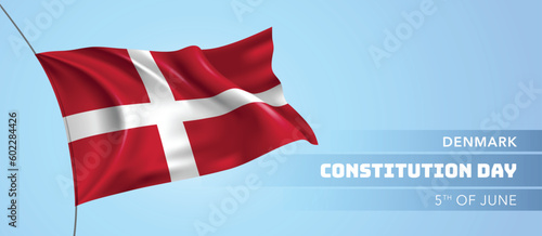 Denmark constitution day greeting card, banner vector illustration