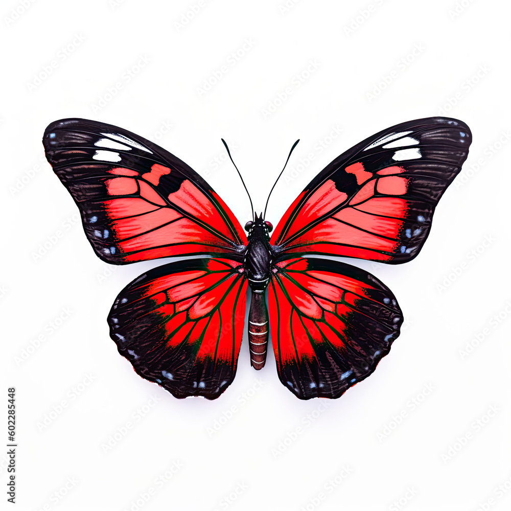 Fototapeta premium Red butterfly isolated on white background