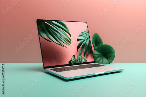 Professional Laptop Mockup  Trendy Background  High-Quality and Realistic Design for Effective Marketing