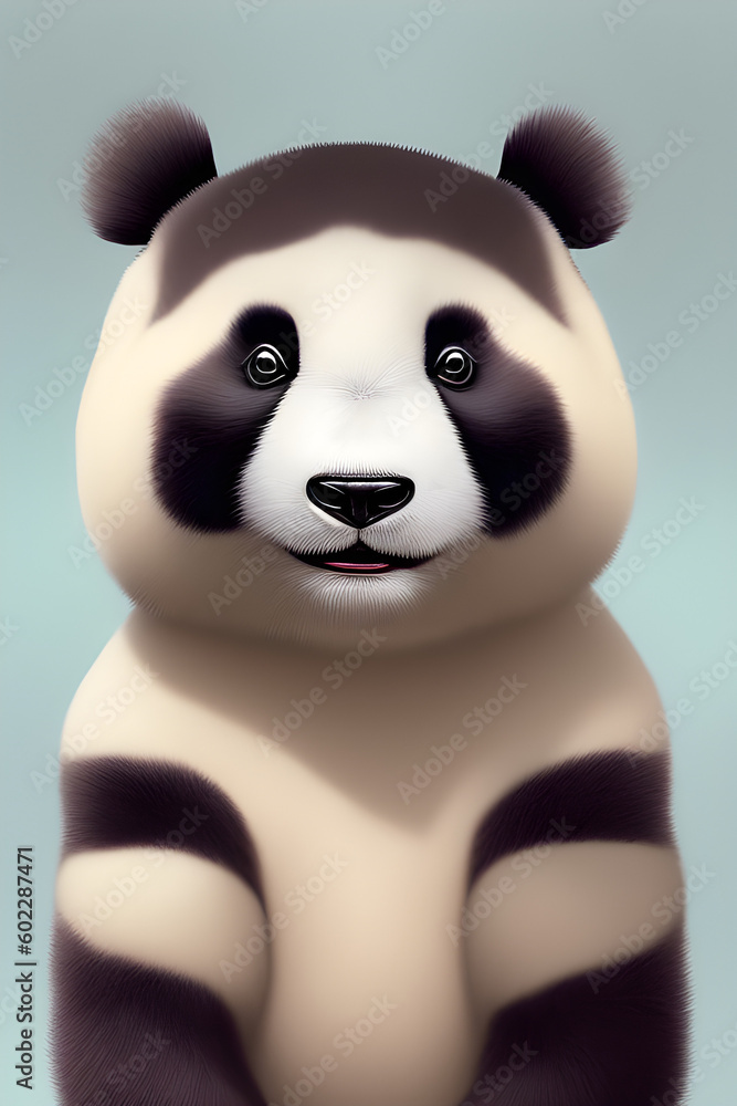 portrait of a panda on a light background, generative ai portrait of a panda on a light background, generative ai