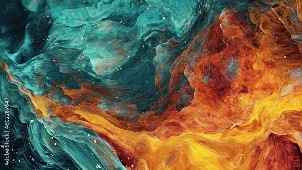 custom made wallpaper toronto digitalOrange and Teal art motion video, moving background with abstract texture, dissolving effect, psychic waves with calming liquid