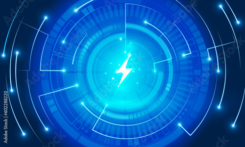 Abstract technology Hitech communication concept of electronic in digital, holding energy battery power,bolt lighting, power protection, vector design.