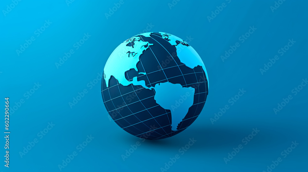 Volumetric globe of the Earth on a blue background, generative AI. Volumetric globe of the Earth on a blue background, generative AI.