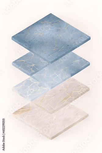 Gold and Marble textured shapes photo