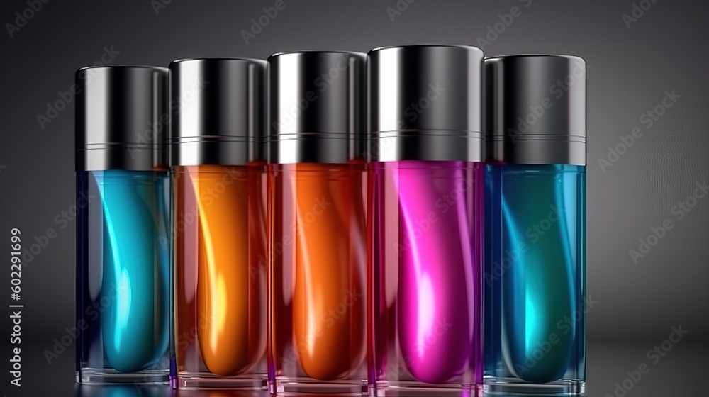 Colorful cosmetic tubes mockup.. Generative AI Colorful cosmetic tubes mockup.. Generative AI