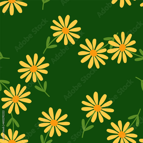 Aster flower seamless pattern. Little chamomile floral ornament wallpaper.