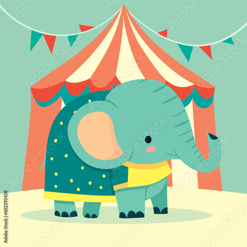 cute cartoon circus elephant