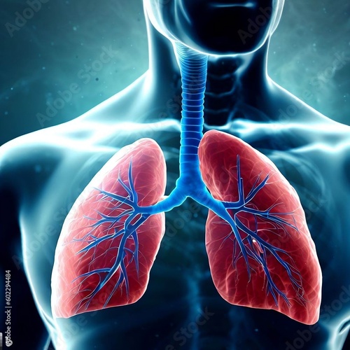 Pulmonologist Doctor Respiratory Breathing System Examination of a Patient Body with Healthy Bronchi Bronchial Tubes Tree Branch Air Sacs Alveoli Human Lungs, Medical Health Concept, Generative AI photo