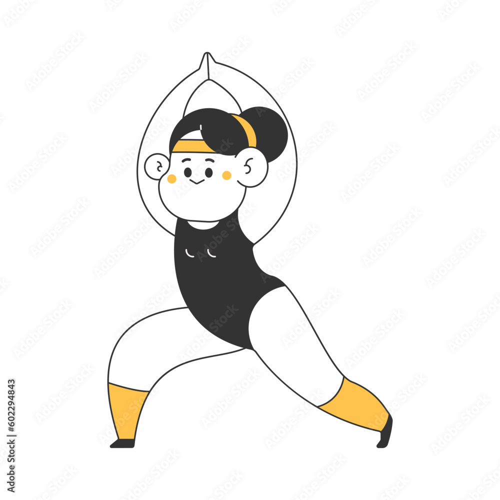 Obraz premium Cute girl in yoga pose vector cartoon character illustration isolated on a white background.