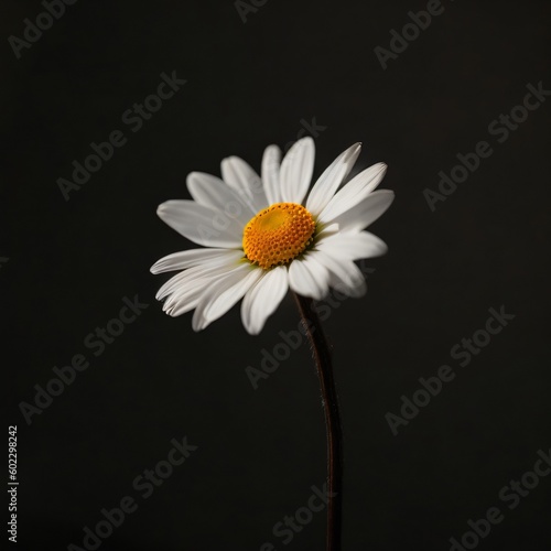 Single Daisy against a solid black background