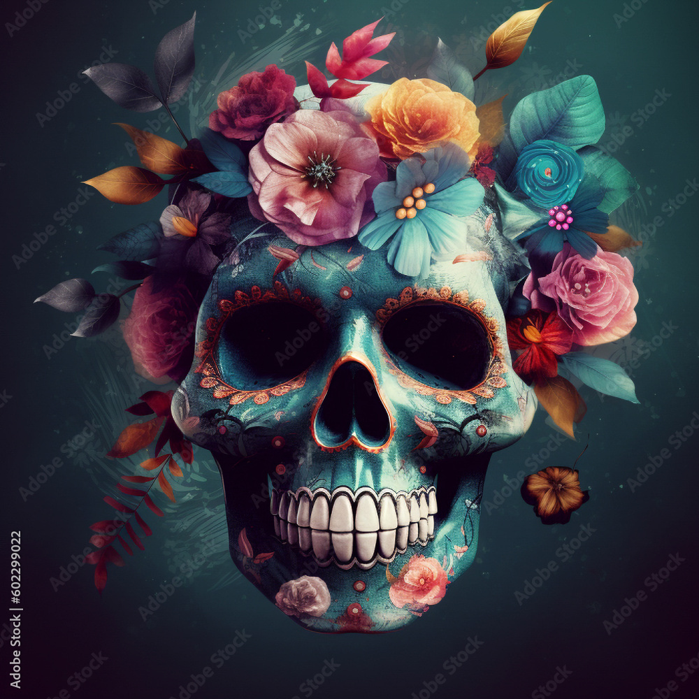 Mexico's Day of the Dead background, El Dia de Muertos, created with Generative AI
Mexico's Day of the Dead background, El Dia de Muertos, created with Generative AI