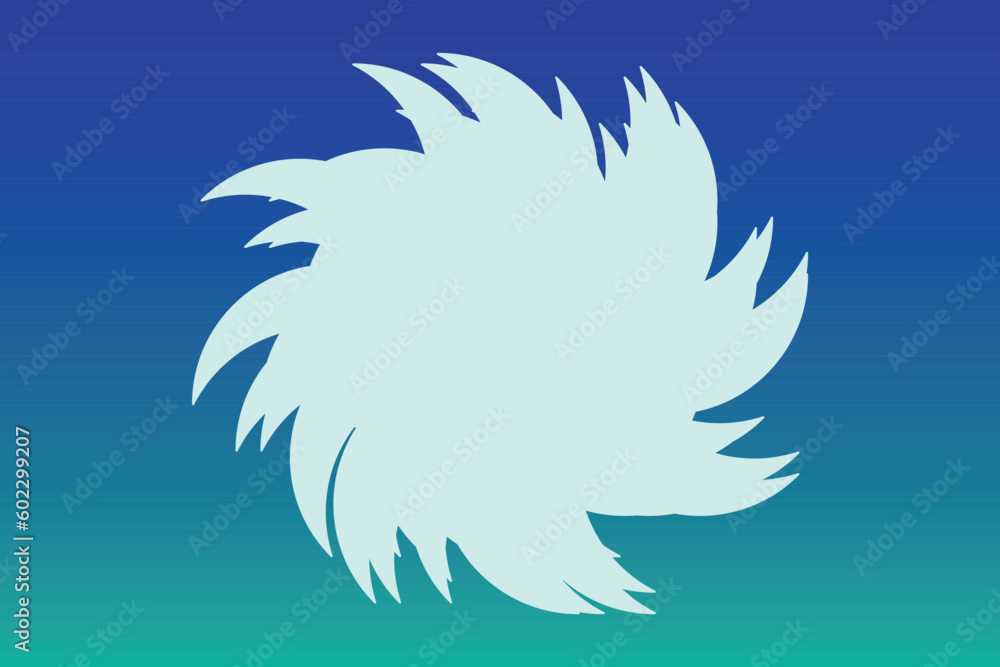 Fototapeta premium Cyclone, Tornado black icon isolated on blue water background. Spiral tornado symbol. Tropical storm, blowing hurricane. Natural conceptual vector element design