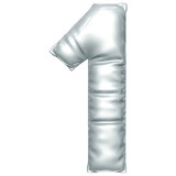 Silver balloon font 3d rendering, ln Number 1