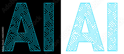 фотографія Artificial Intelligence word Letter A and I