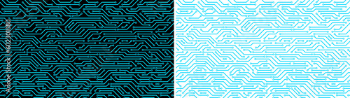 Circuit board blue seamless pattern. Technology background. transparent background