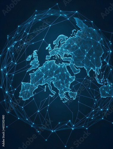 Fototapeta Communication technology with global internet network