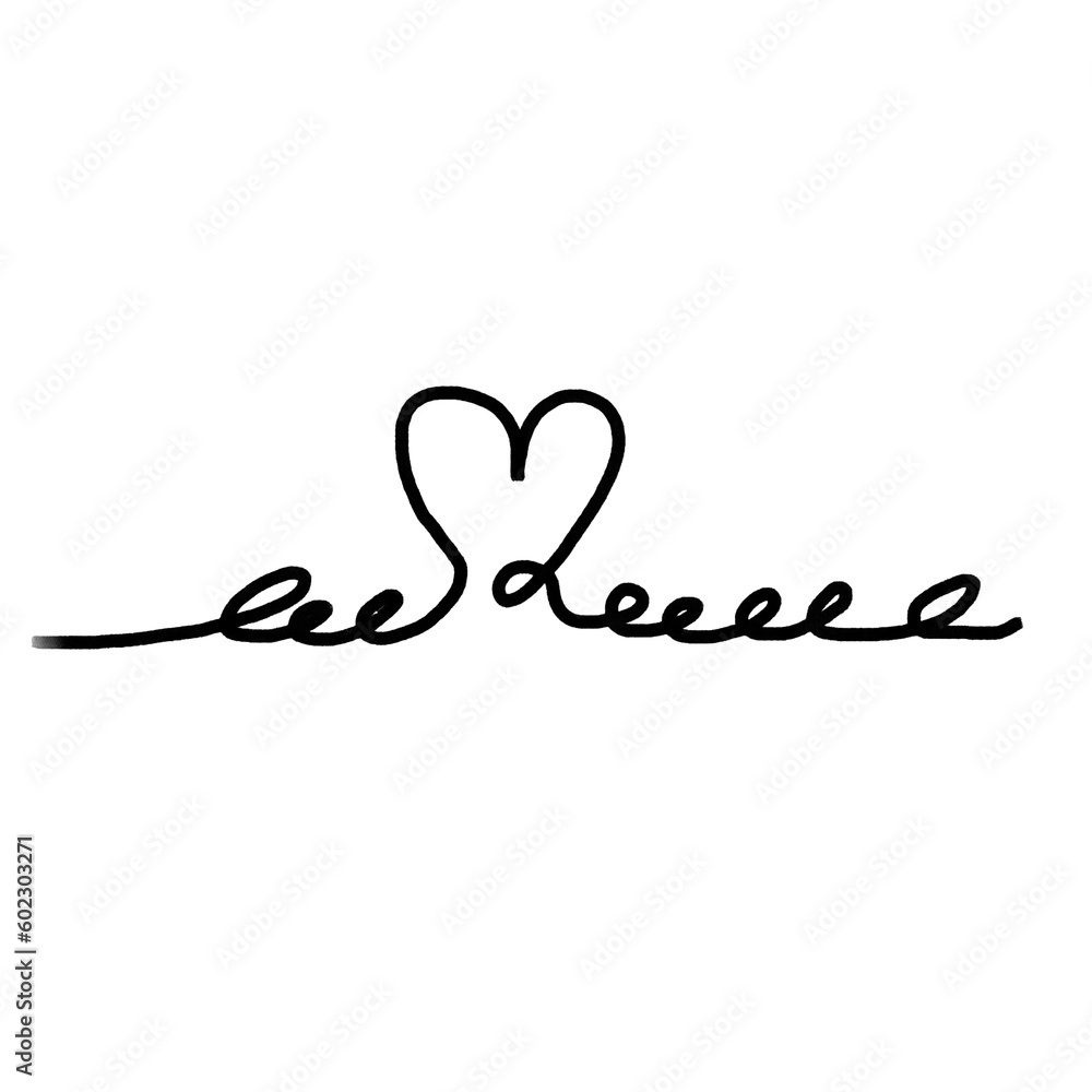Fototapeta premium Heart shape black line hand drawing of love sign and card for valentine day.