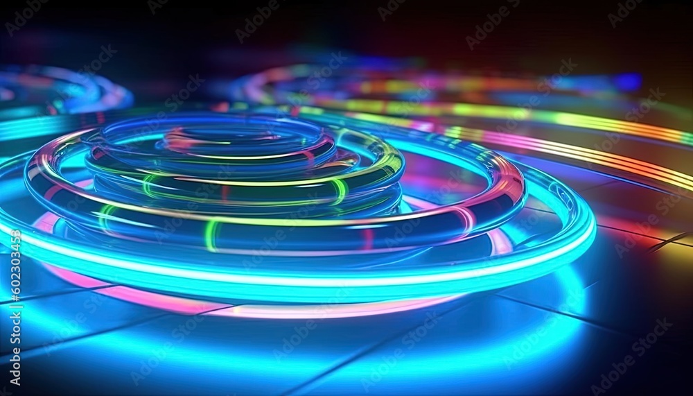 neon light track animation for film and video footage, generative ai