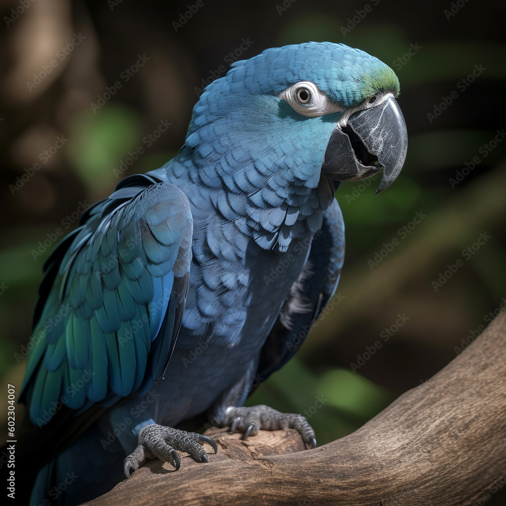 Obraz premium he Spix's macaw, the bird parrot. Created with AI