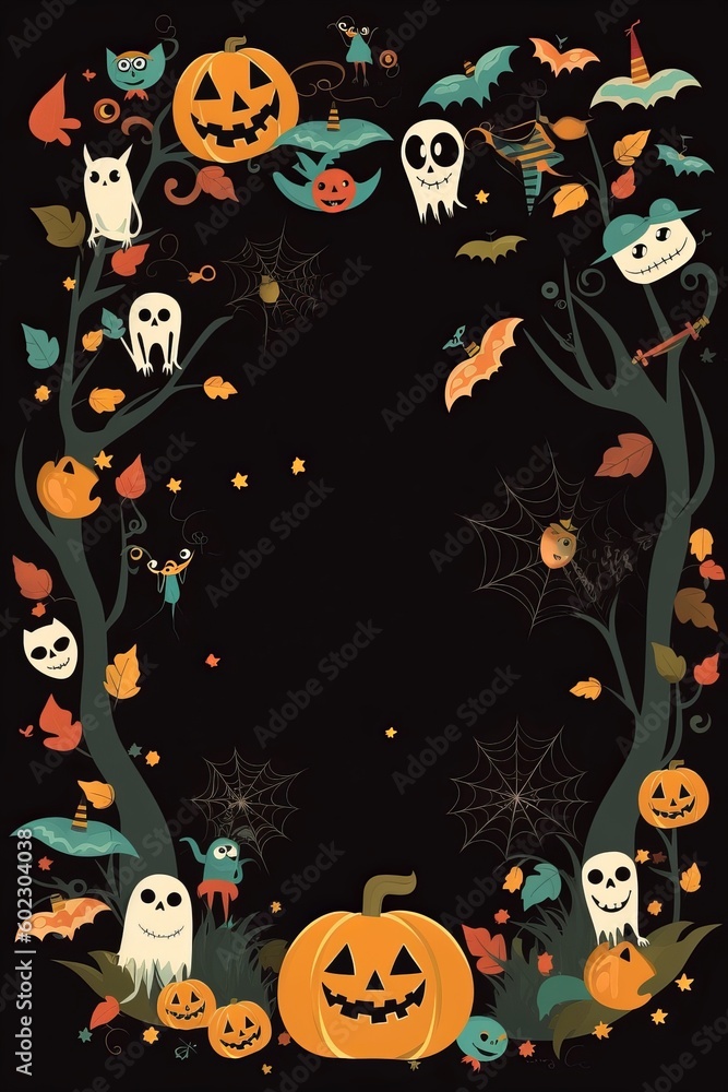 Halloween background with copy space. Generative AI Halloween background with copy space. Generative AI