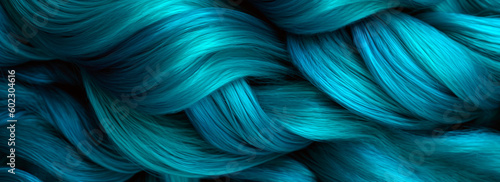 Dark cyan, medium turquoise and dark blue colors fibers weave, generative AI wallpaper 