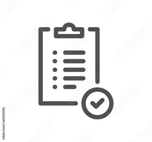 Clipboard related icon outline and linear symbol.