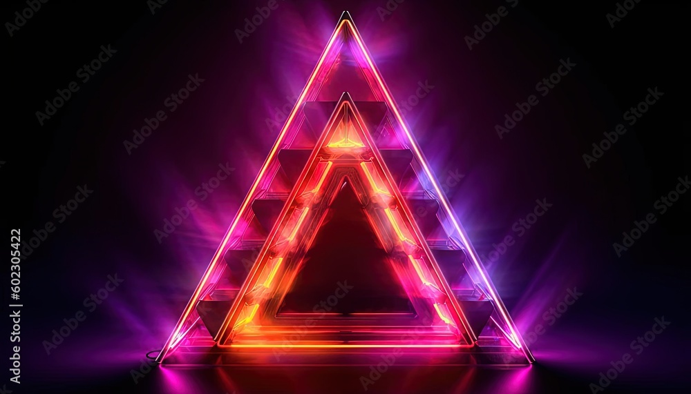 neon triangle light up in neon colors, generative ai neon triangle light up in neon colors, generative ai