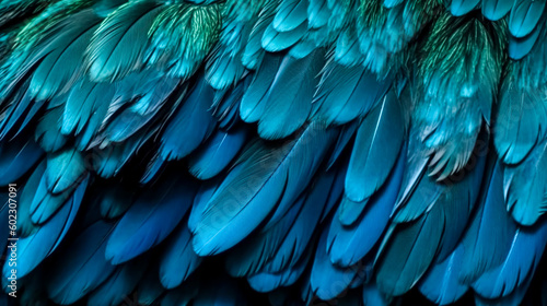Abstract background with blue feathers, generative AI. © puhimec