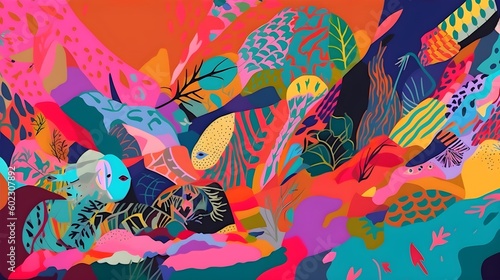 Wallpaper featuring vibrant colors and abstract shapes, with a dynamic and energetic feel that embodies a passion for living life to the fullest. Generative AI. © CSS Studio