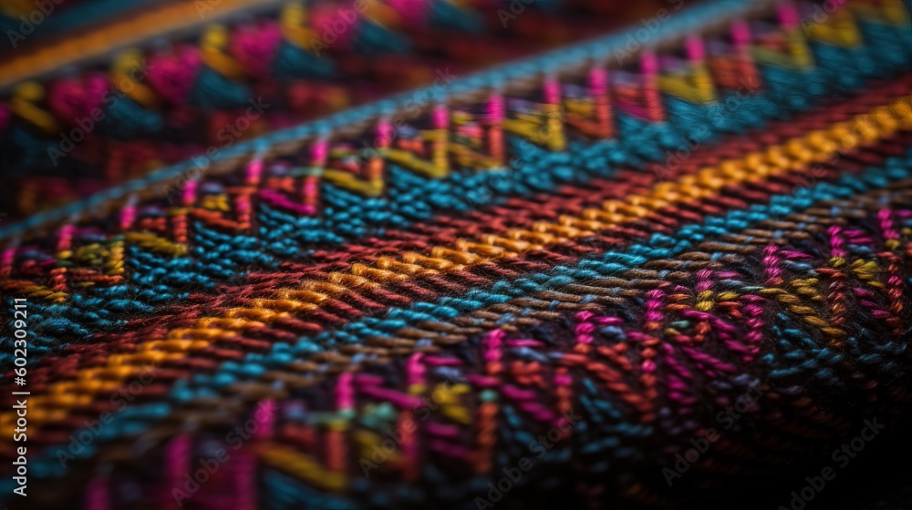 A close-up of a handloom fabric's intricate pattern, emphasizing the craftsmanship and detail A close-up of a handloom fabric's intricate pattern, emphasizing the craftsmanship and detail