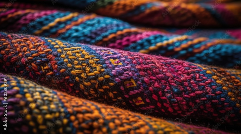 A close-up of a handloom fabric's intricate pattern, emphasizing the craftsmanship and detail A close-up of a handloom fabric's intricate pattern, emphasizing the craftsmanship and detail