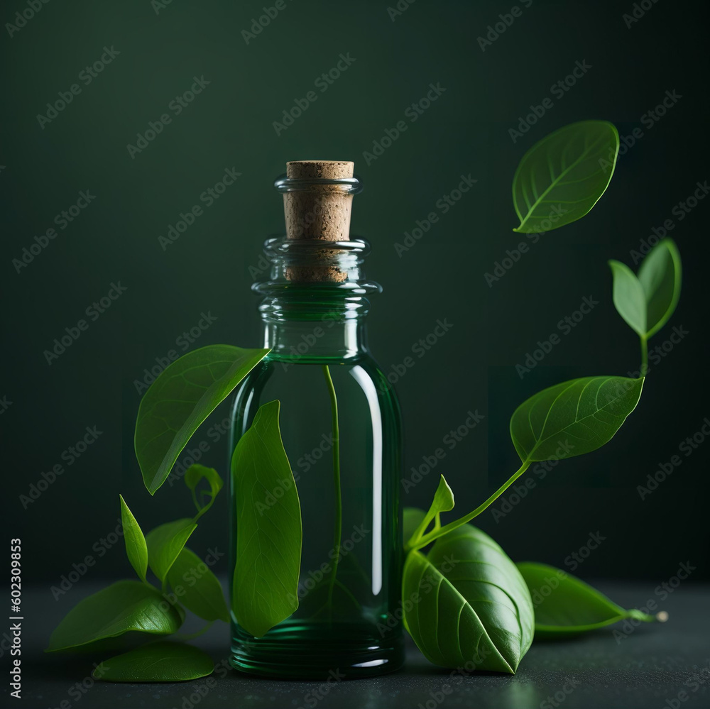 bottle of oil with herbs generative ai bottle of oil with herbs generative ai
