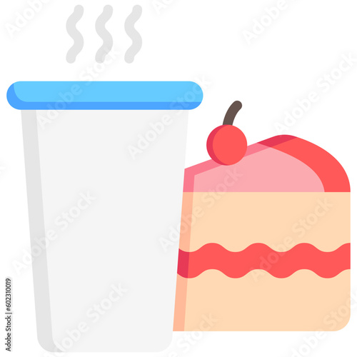 cake, tea, and coffee, breakfast food courts vector icons for web design, app, banner, flyer and digital marketing.