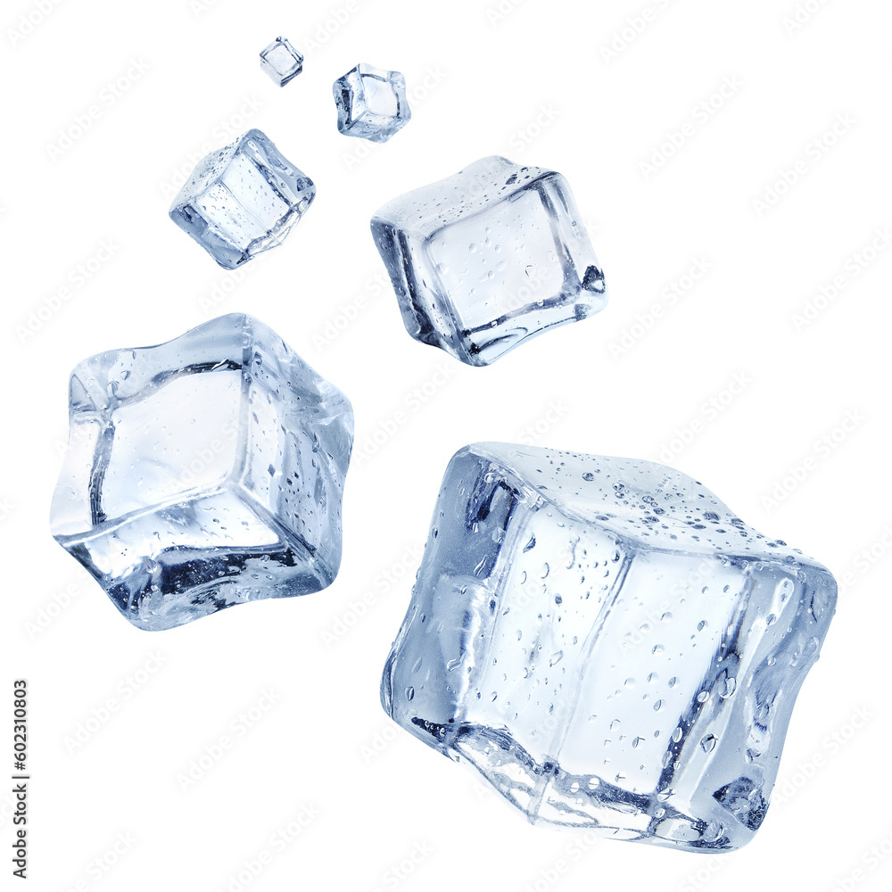 Obraz premium Falling ice cubes cut out