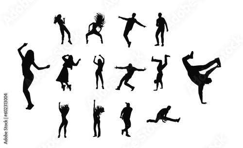 People dancing silhouette vector illustration