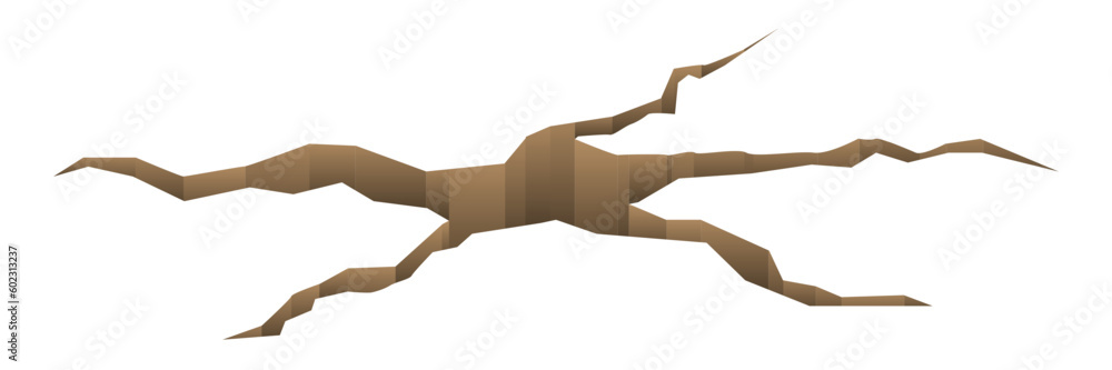 3D crack in ground vector illustration. Earth hole and slit on white ...
