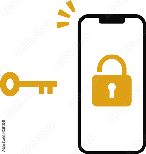 安全に暗号化されているスマートフォンのイラスト