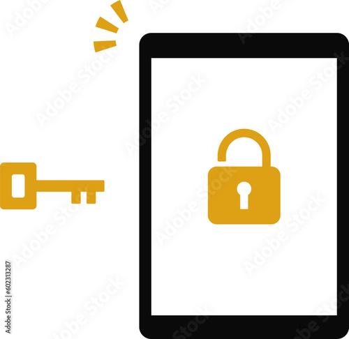 安全に暗号化されているタブレットのイラスト