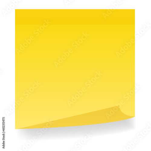 Realistic yellow stick note with shadow. Vector illustration isolated on white background