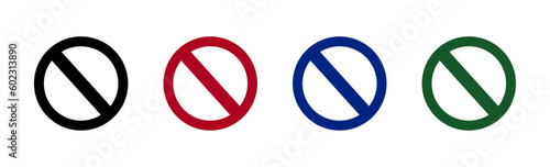 Not allowed, No, Don't. Vector Illustration Icon Collection.